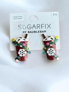 5/$25 NWT SugarFix by Baublebar "Cup of Cheer" Festive Earrings